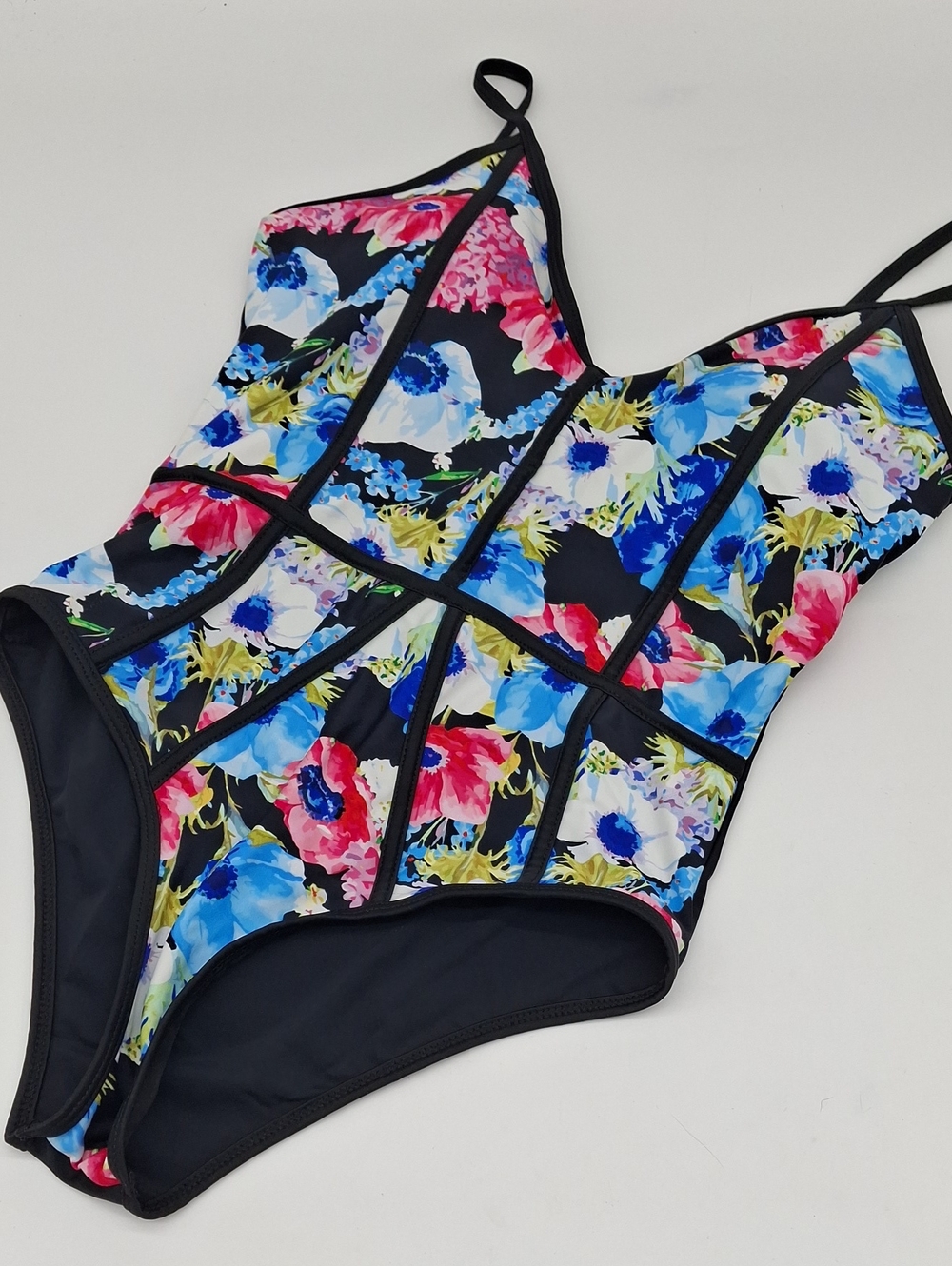 Cupshe Flowery Vale One Piece Swimsuit Black M